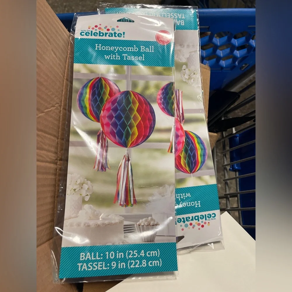 Celebrate Honeycomb Ball with Tassel-pack of 12